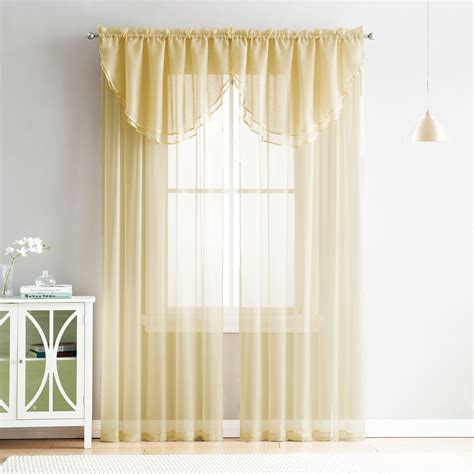 Voile Semi Sheer Curtain Valance with Cascading Ruffle Edge Artistic Design. . Sheer valances